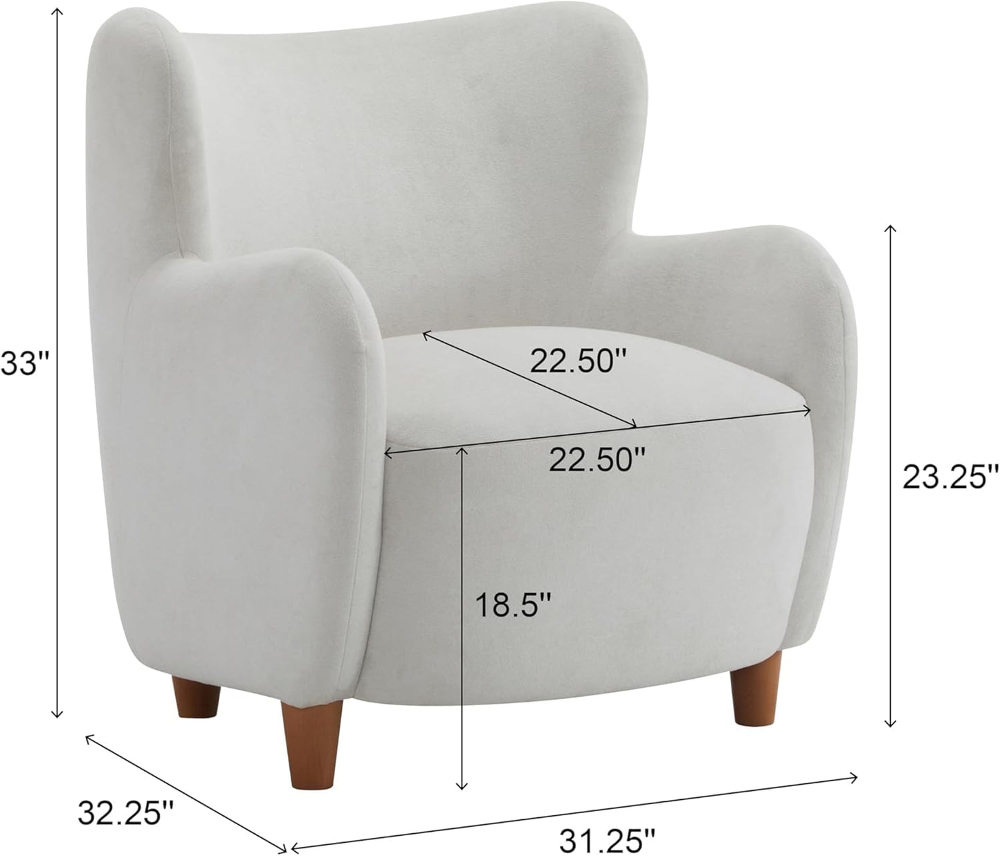 High Back Wingback Velvet Single Seater Armchair Curved Arm Relaxing Accent Chair for Living Room, Bedroom, Hallway (Camel)