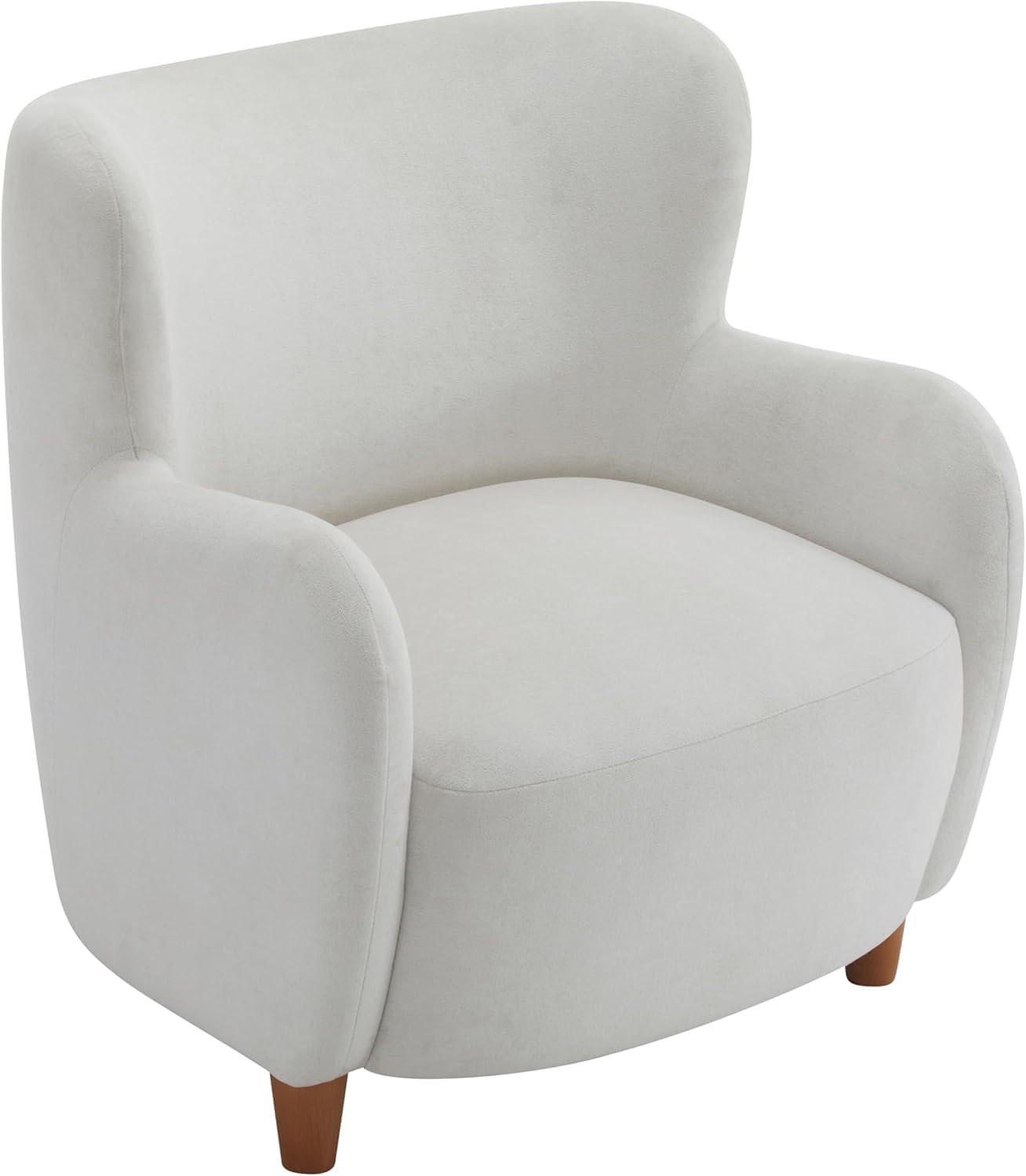 High Back Wingback Velvet Single Seater Armchair Curved Arm Relaxing Accent Chair for Living Room, Bedroom, Hallway (Camel)