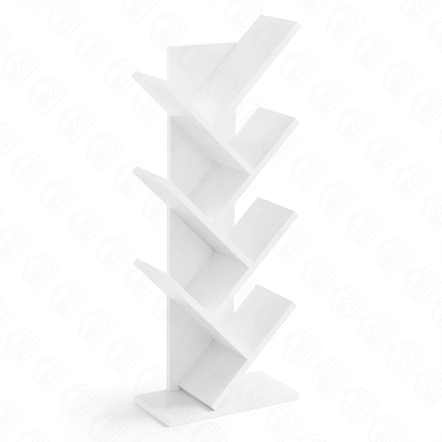 ABOUT SPACE Book Shelf for Home - 7 Tier Tree Shaped Book Rack for Study Room DIY Wooden Book Stand with Bottom Storage Space for Office, Livingroom, Bedroom (Brown - L 35 x B 17 x H 90 cm)
