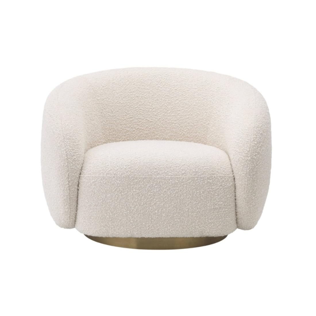 Kingsman Furnitures Brok Swivel Luxury Accent Arm Chair 360 Degree Rotatable Sofa for Home | Bedroom, Living & Drawing Room | Ultra Soft and Comfortable for Lounge Premium Boucle Fabric (Cream)
