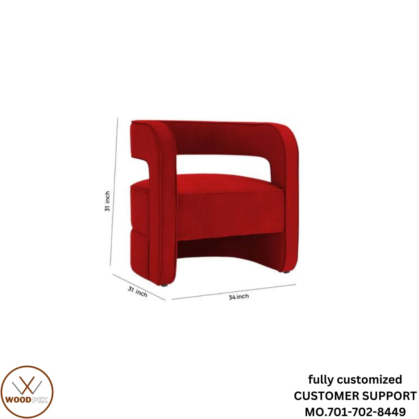 Modern Italian Style Velvet Accent Arm Chair: Versatile Seating for Bedroom, Living Room, Home, Office, and Restaurant (Red, Single Chair)