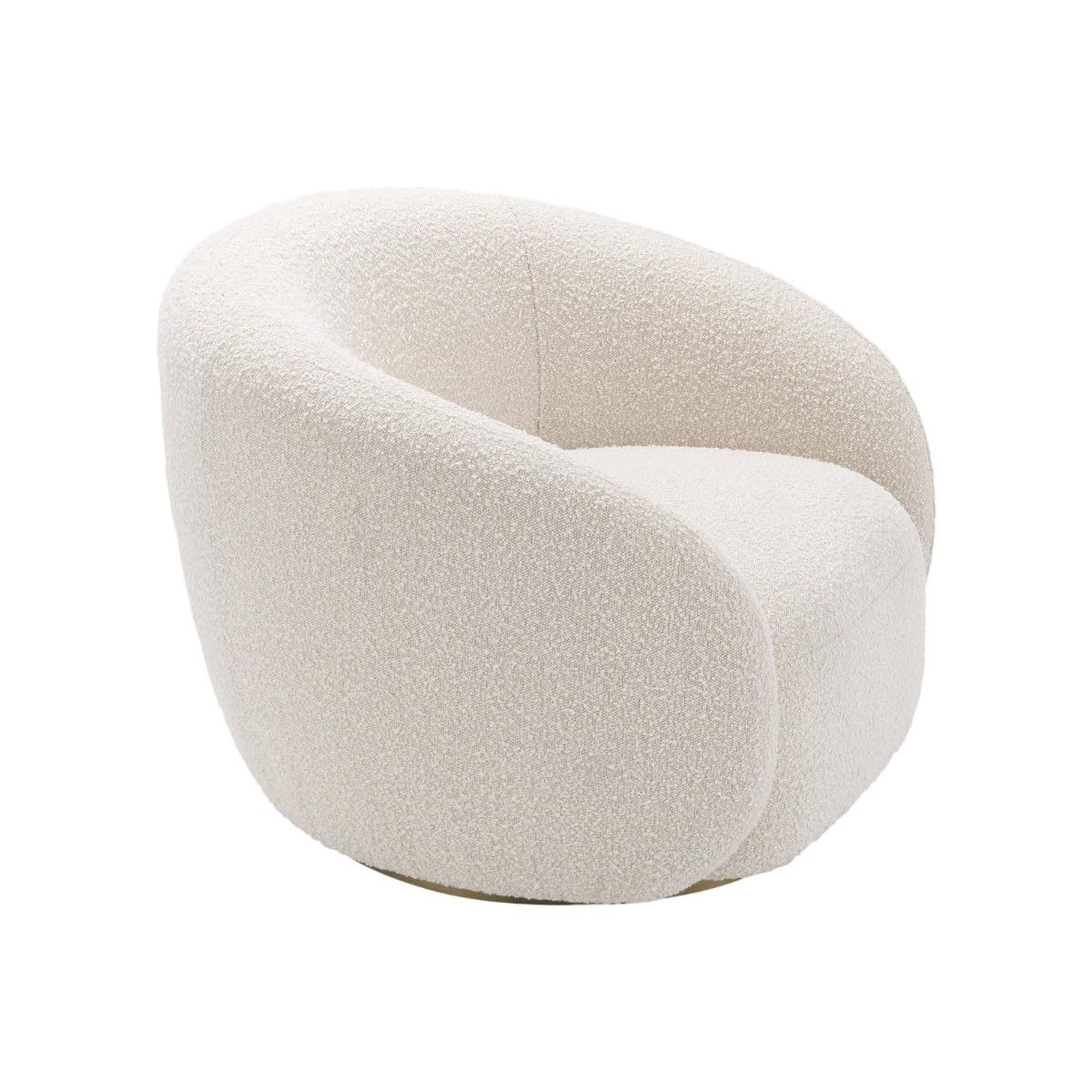 Kingsman Furnitures Brok Swivel Luxury Accent Arm Chair 360 Degree Rotatable Sofa for Home | Bedroom, Living & Drawing Room | Ultra Soft and Comfortable for Lounge Premium Boucle Fabric (Cream)
