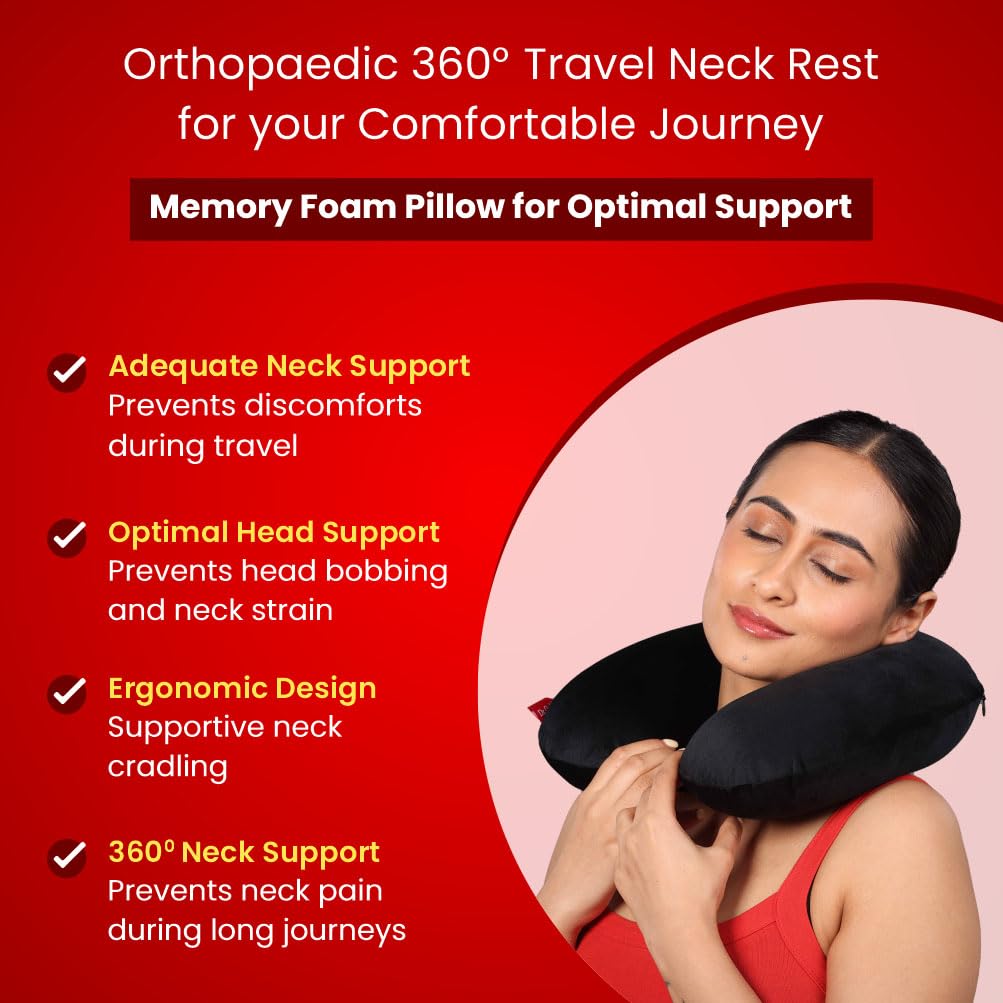 Dr.Ortho Orthopaedic 360 Travel Neck Rest, Neck Pillow for Travel, Travel Pillow for Neck & Head Support, Travel Neck Pillow for Car, Flights