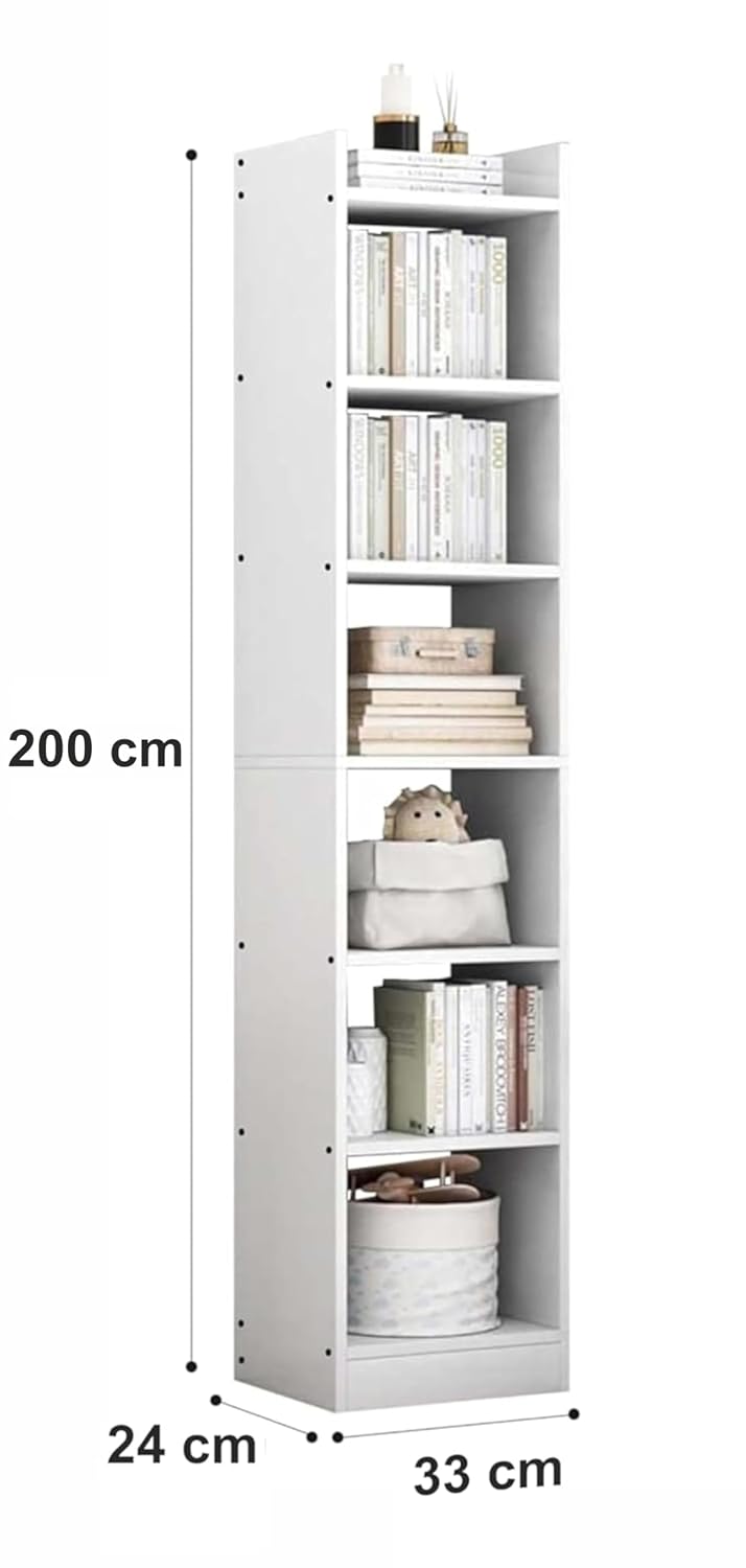 Enigmatic Woodworks Wooden Large Open Bookshelf Multipurpose for Home Rack Showcase Organizer for Living Room I Study Room I 7-Tier I Finish-Suede DIY (Walnut) 33 * 24 * 182cm