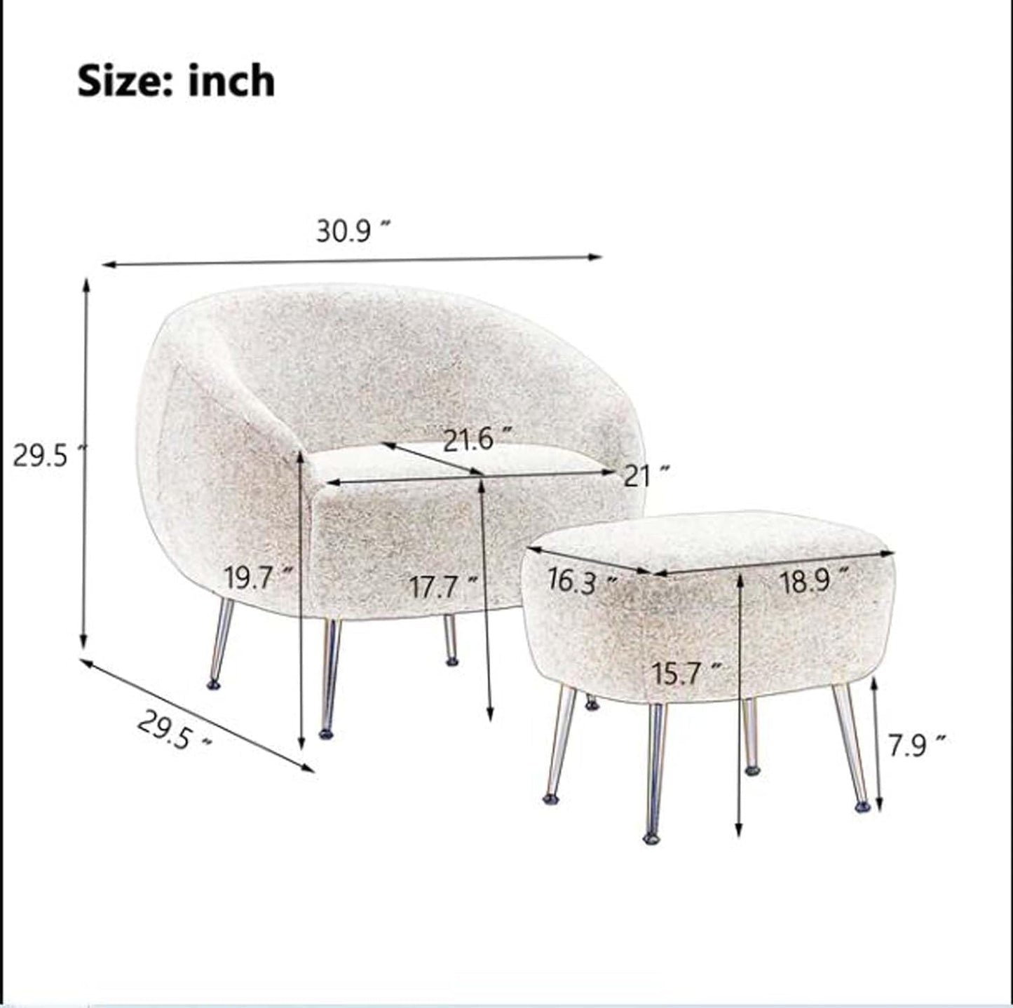 Accent Chair for Living Room, Bedroom Restaurant| Barrel Chair for Living Room with Golden Steel Legs (Style 5, Cream)