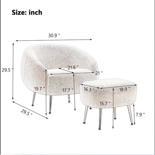 Accent Chair for Living Room, Bedroom Restaurant| Barrel Chair for Living Room with Golden Steel Legs (Style 5, Cream)