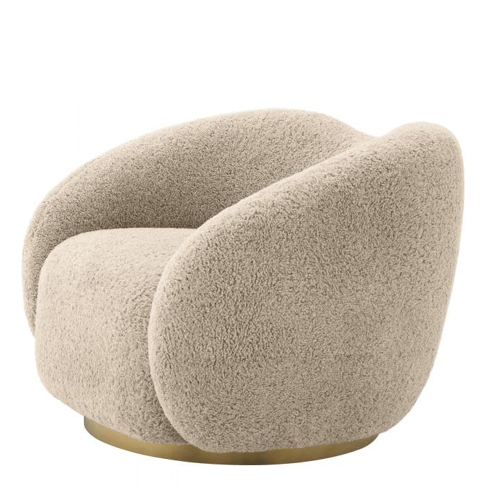 Kingsman Furnitures Brok Swivel Luxury Accent Arm Chair 360 Degree Rotatable Sofa for Home | Bedroom, Living & Drawing Room | Ultra Soft and Comfortable for Lounge Premium Boucle Fabric (Cream)