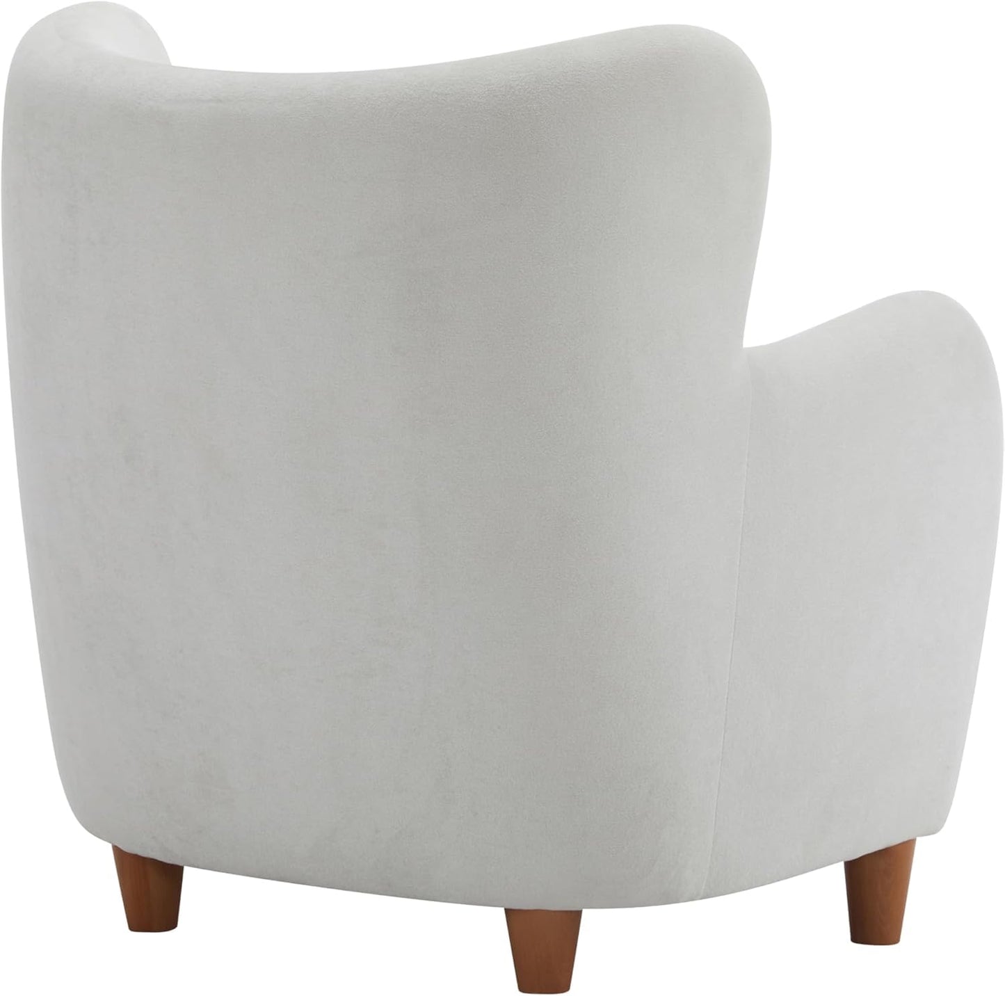 High Back Wingback Velvet Single Seater Armchair Curved Arm Relaxing Accent Chair for Living Room, Bedroom, Hallway (Camel)