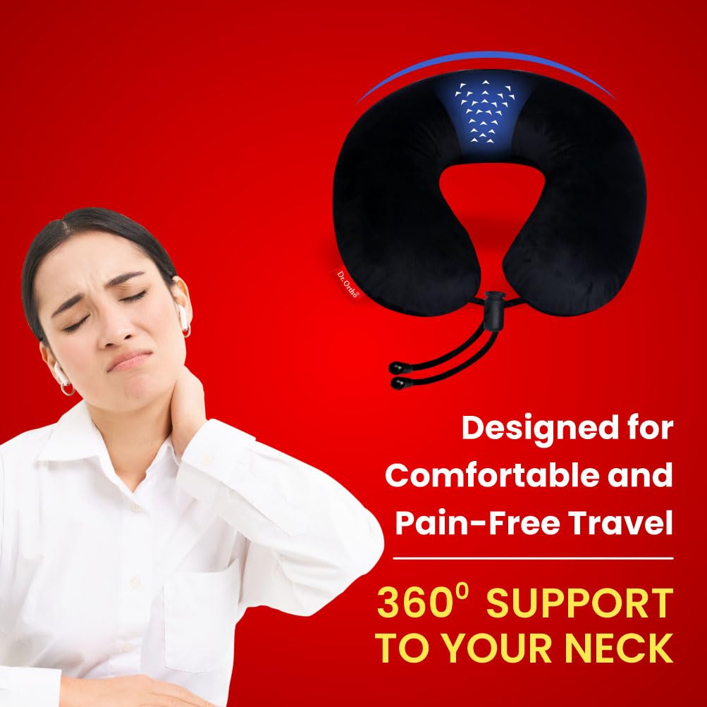 Dr.Ortho Orthopaedic 360 Travel Neck Rest, Neck Pillow for Travel, Travel Pillow for Neck & Head Support, Travel Neck Pillow for Car, Flights