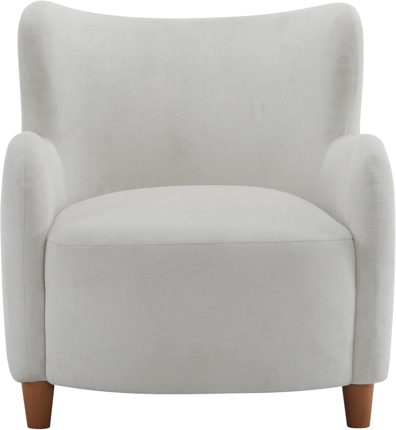 High Back Wingback Velvet Single Seater Armchair Curved Arm Relaxing Accent Chair for Living Room, Bedroom, Hallway (Camel)