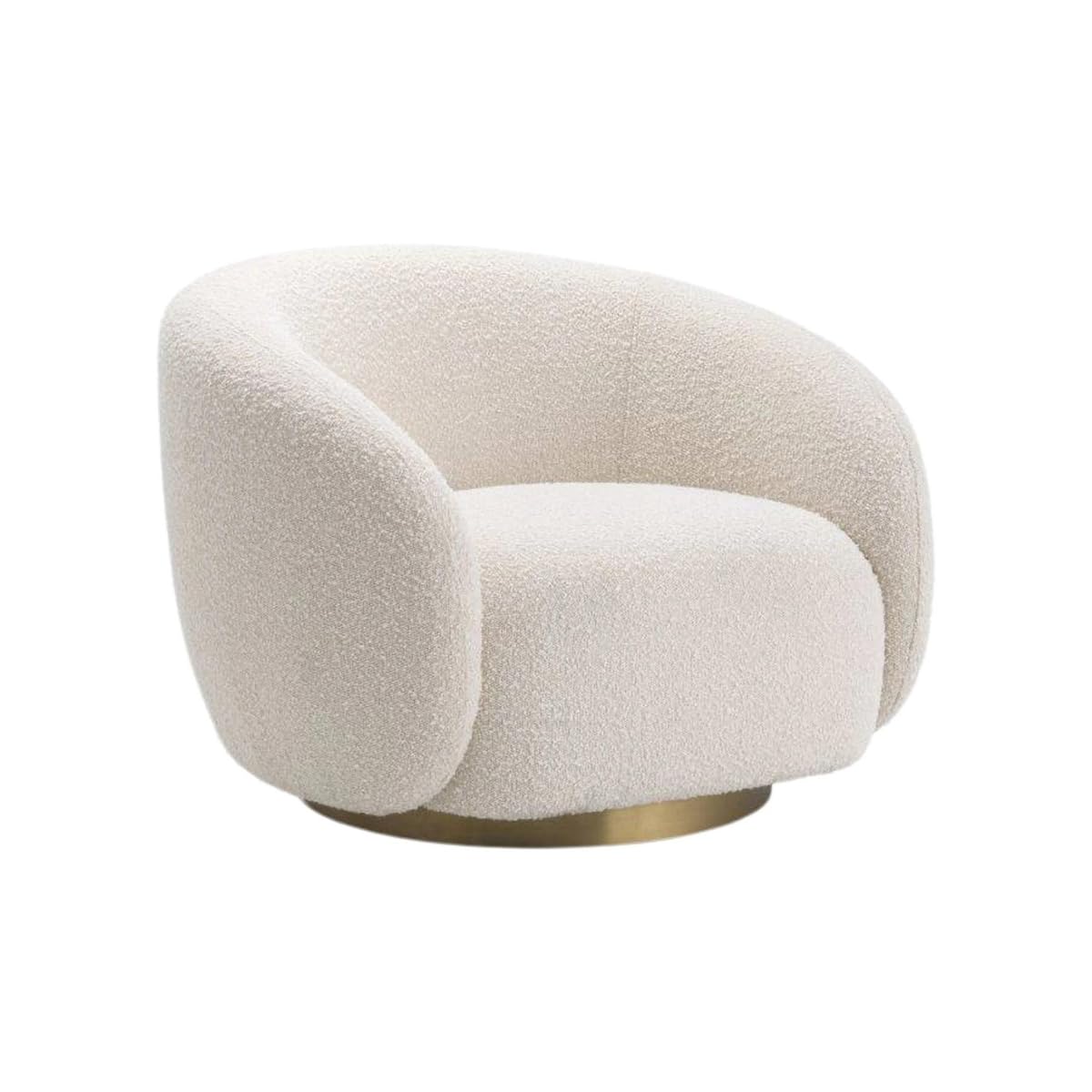 Kingsman Furnitures Brok Swivel Luxury Accent Arm Chair 360 Degree Rotatable Sofa for Home | Bedroom, Living & Drawing Room | Ultra Soft and Comfortable for Lounge Premium Boucle Fabric (Cream)