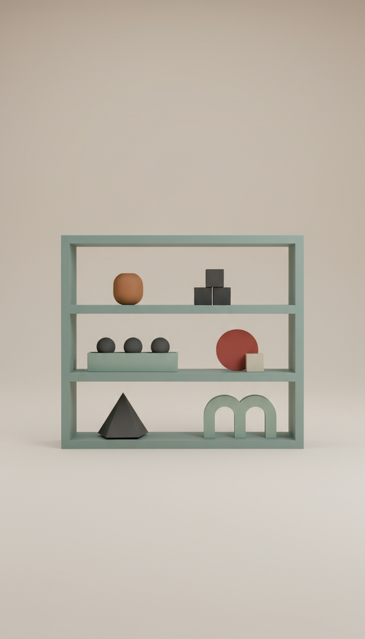 Minimalist Open Shelving Unit in Mint Slate