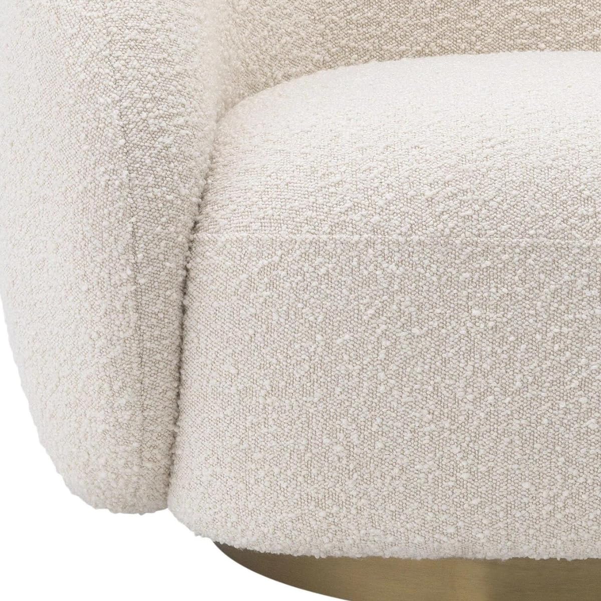 Kingsman Furnitures Brok Swivel Luxury Accent Arm Chair 360 Degree Rotatable Sofa for Home | Bedroom, Living & Drawing Room | Ultra Soft and Comfortable for Lounge Premium Boucle Fabric (Cream)