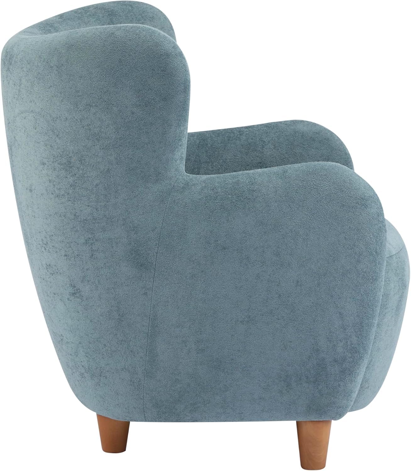 High Back Wingback Velvet Single Seater Armchair Curved Arm Relaxing Accent Chair for Living Room, Bedroom, Hallway (Camel)