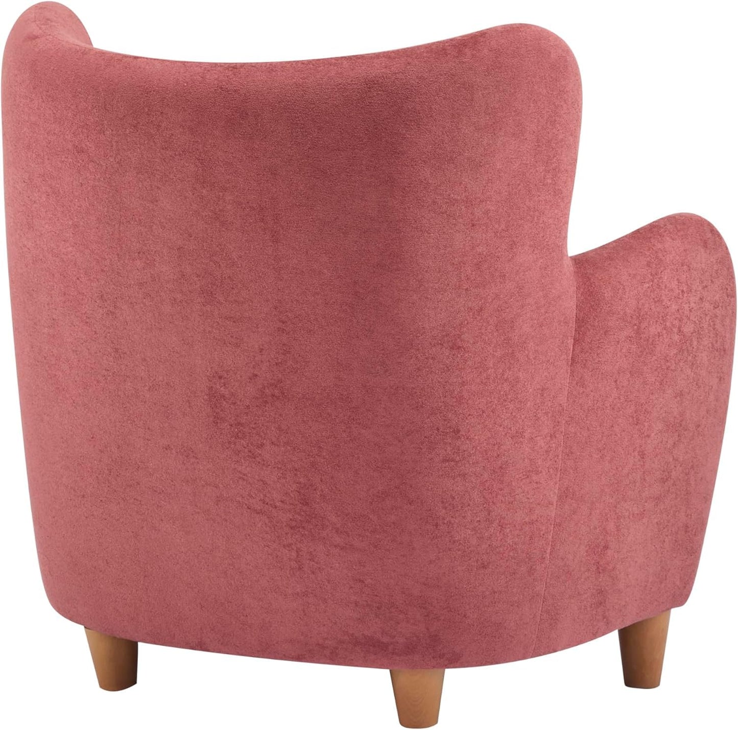 High Back Wingback Velvet Single Seater Armchair Curved Arm Relaxing Accent Chair for Living Room, Bedroom, Hallway (Camel)