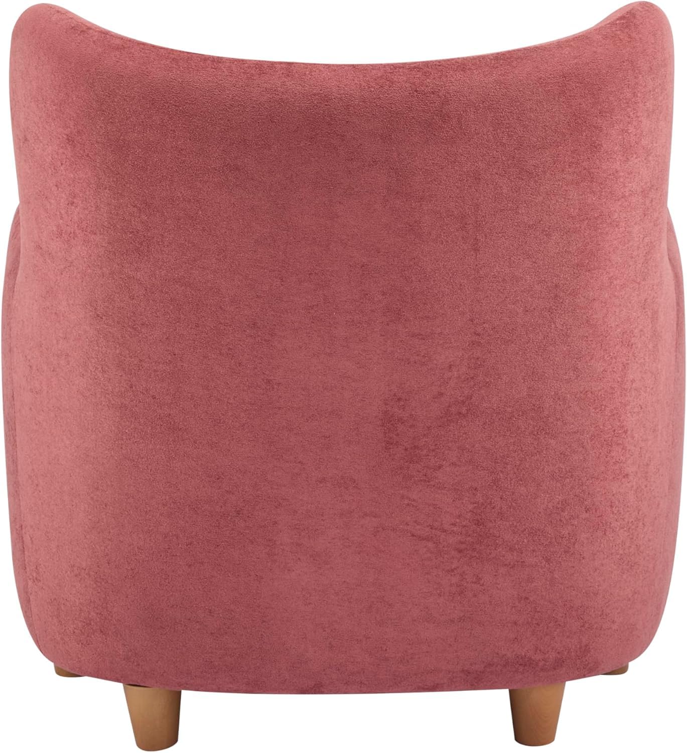 High Back Wingback Velvet Single Seater Armchair Curved Arm Relaxing Accent Chair for Living Room, Bedroom, Hallway (Camel)