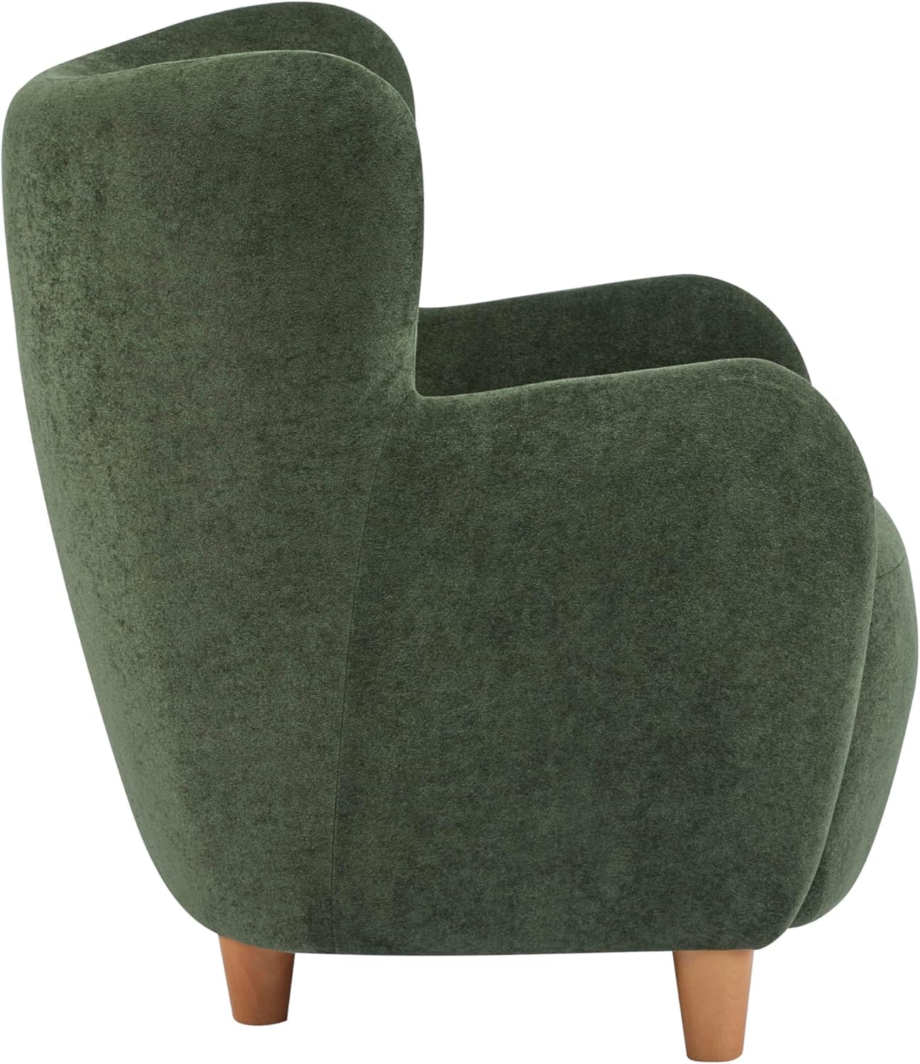 High Back Wingback Velvet Single Seater Armchair Curved Arm Relaxing Accent Chair for Living Room, Bedroom, Hallway (Camel)