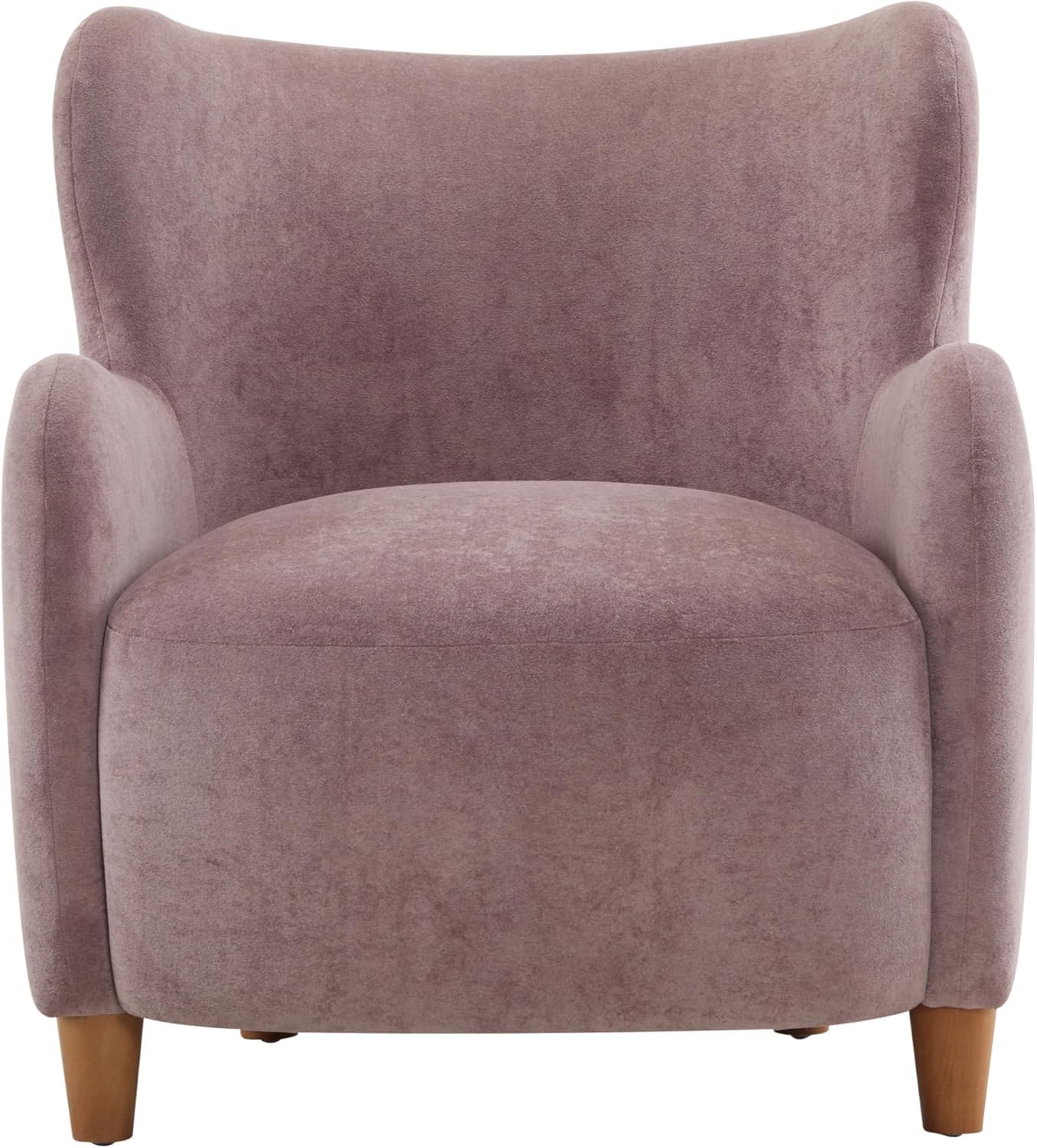 High Back Wingback Velvet Single Seater Armchair Curved Arm Relaxing Accent Chair for Living Room, Bedroom, Hallway (Camel)