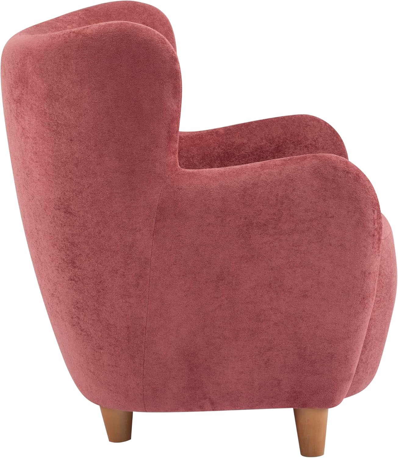 High Back Wingback Velvet Single Seater Armchair Curved Arm Relaxing Accent Chair for Living Room, Bedroom, Hallway (Camel)