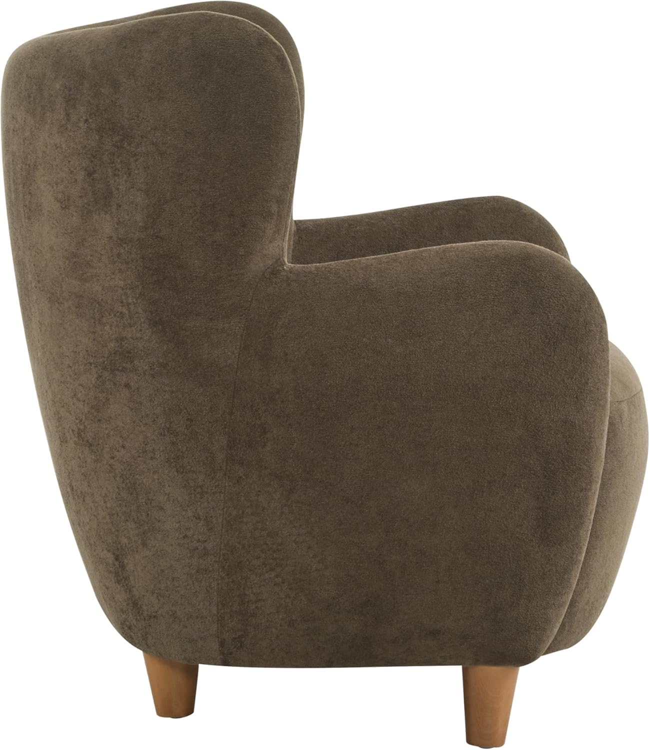 High Back Wingback Velvet Single Seater Armchair Curved Arm Relaxing Accent Chair for Living Room, Bedroom, Hallway (Camel)