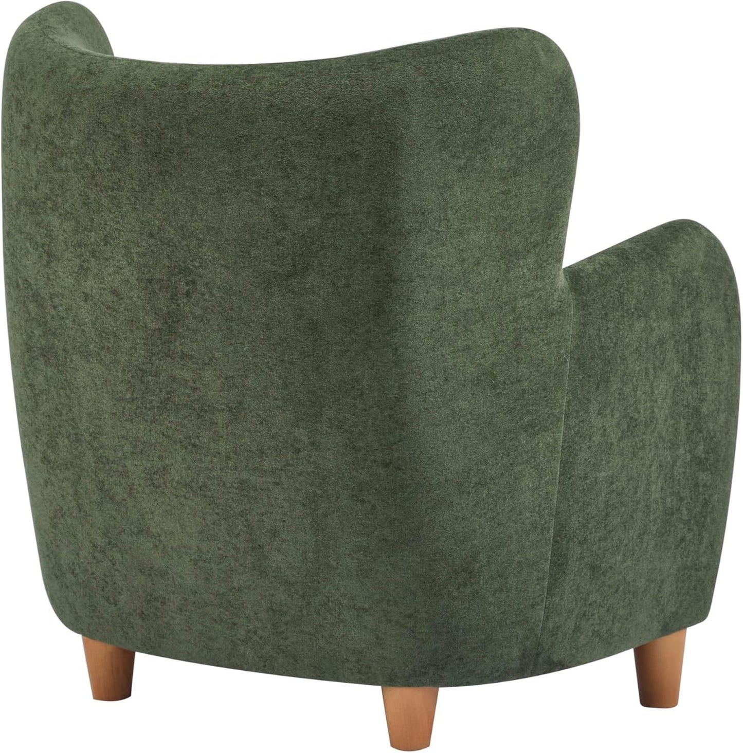 High Back Wingback Velvet Single Seater Armchair Curved Arm Relaxing Accent Chair for Living Room, Bedroom, Hallway (Camel)