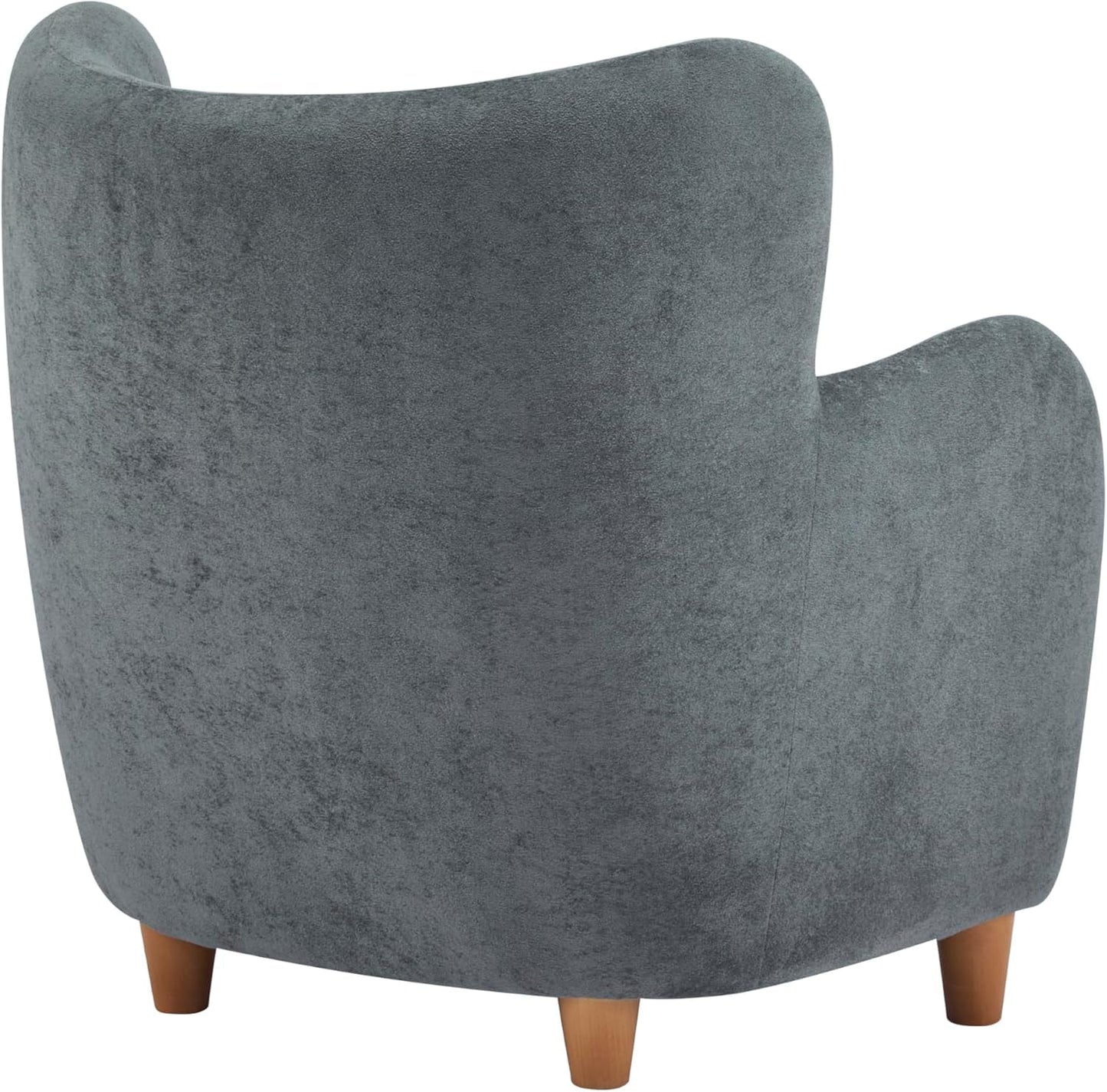 High Back Wingback Velvet Single Seater Armchair Curved Arm Relaxing Accent Chair for Living Room, Bedroom, Hallway (Camel)