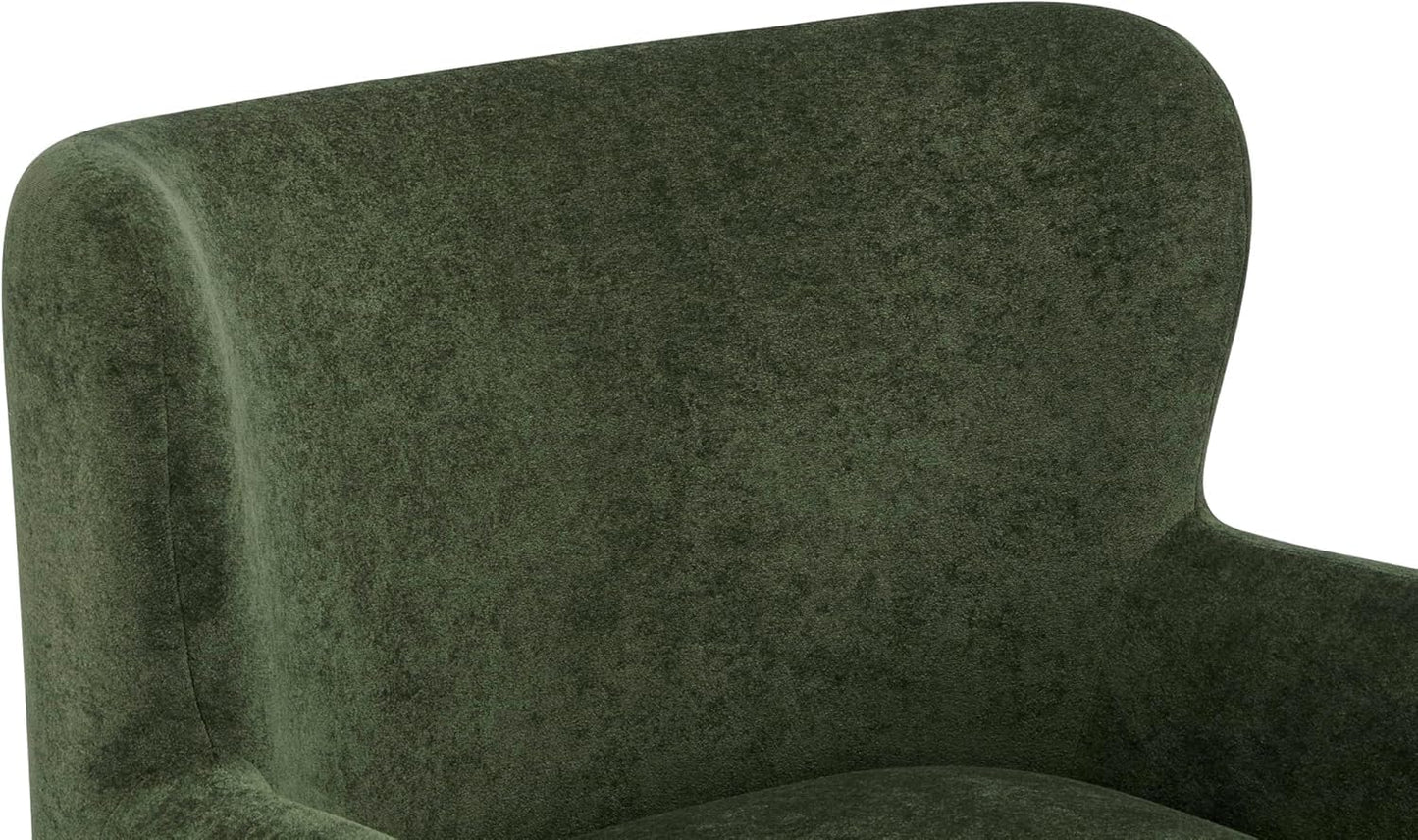 High Back Wingback Velvet Single Seater Armchair Curved Arm Relaxing Accent Chair for Living Room, Bedroom, Hallway (Camel)
