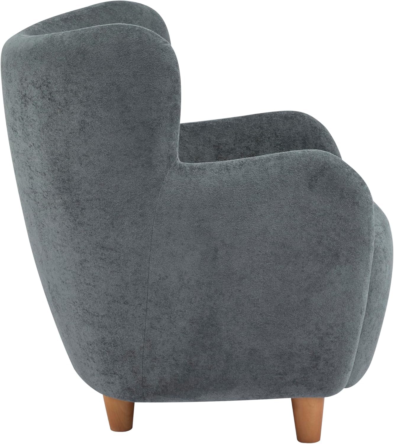 High Back Wingback Velvet Single Seater Armchair Curved Arm Relaxing Accent Chair for Living Room, Bedroom, Hallway (Camel)