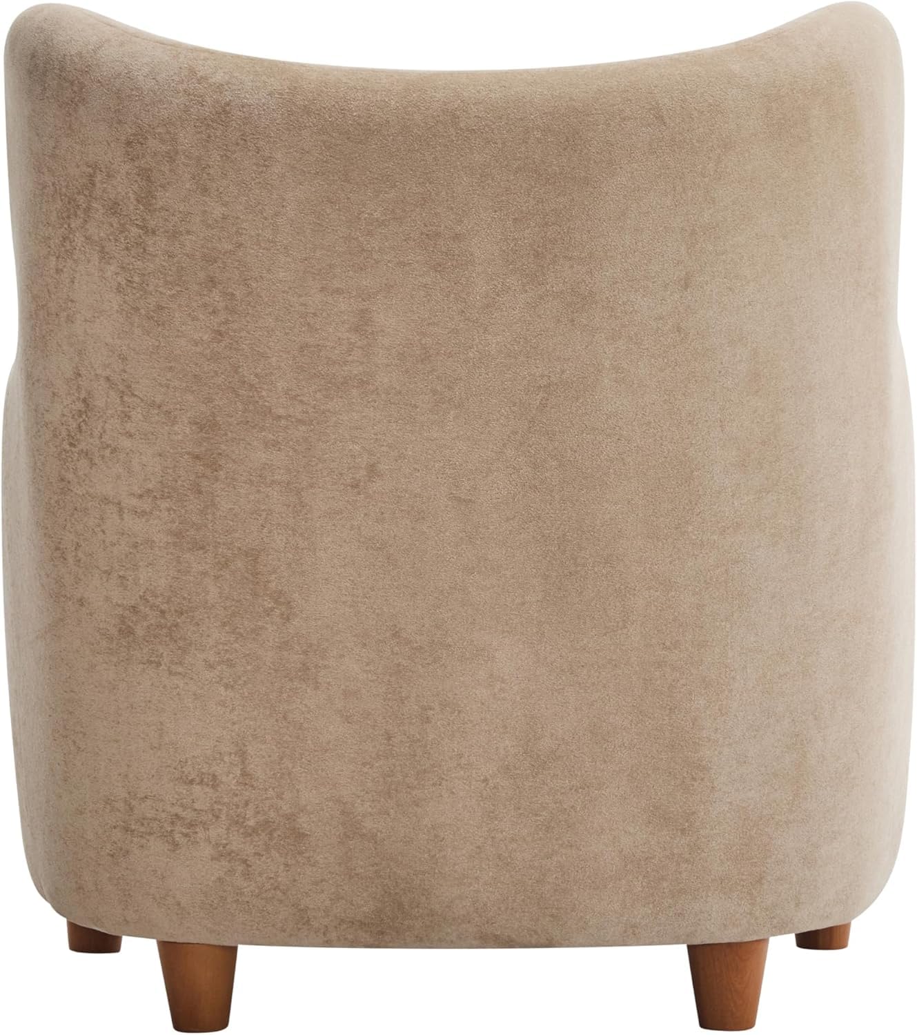High Back Wingback Velvet Single Seater Armchair Curved Arm Relaxing Accent Chair for Living Room, Bedroom, Hallway (Camel)