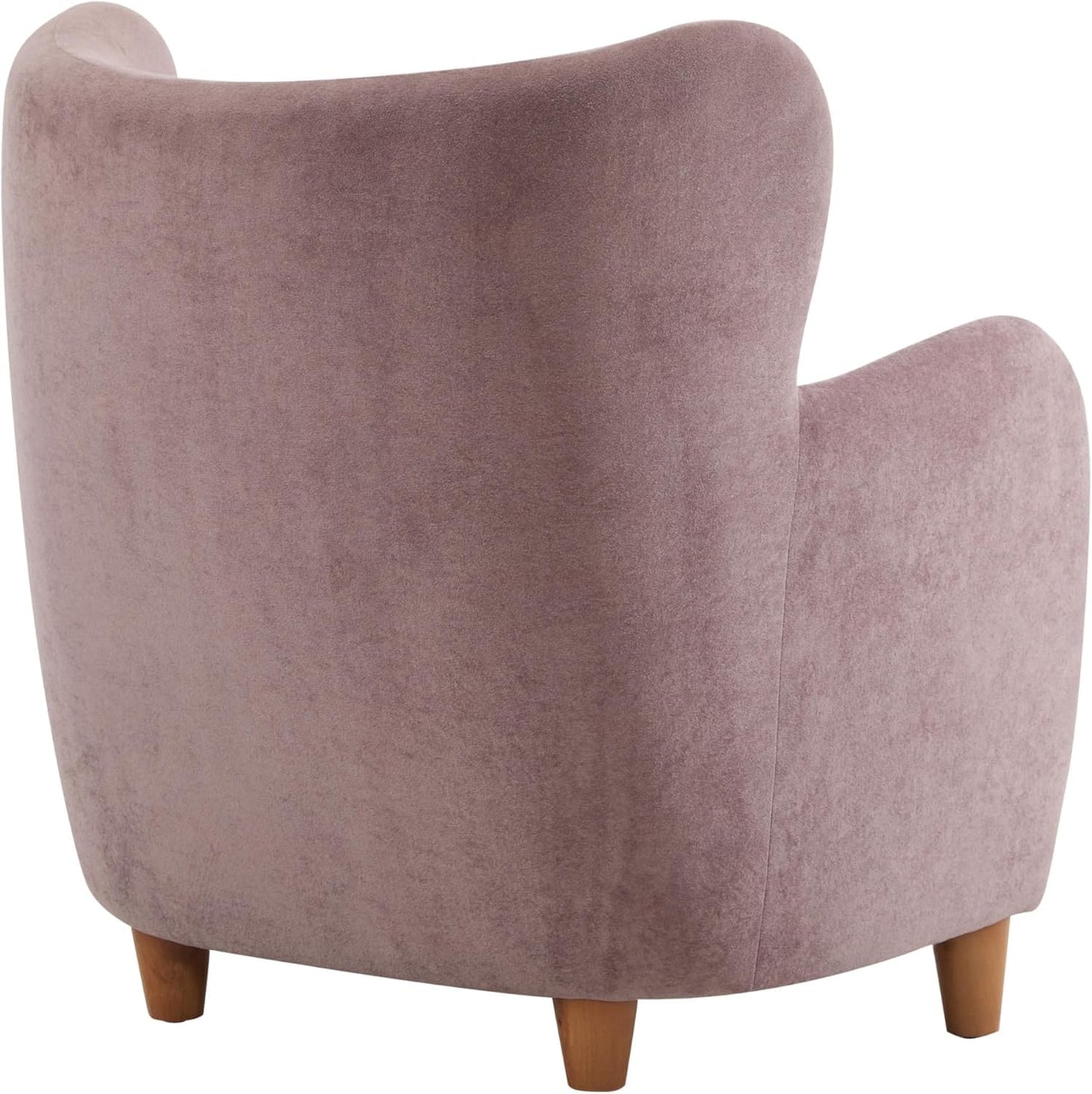 High Back Wingback Velvet Single Seater Armchair Curved Arm Relaxing Accent Chair for Living Room, Bedroom, Hallway (Camel)