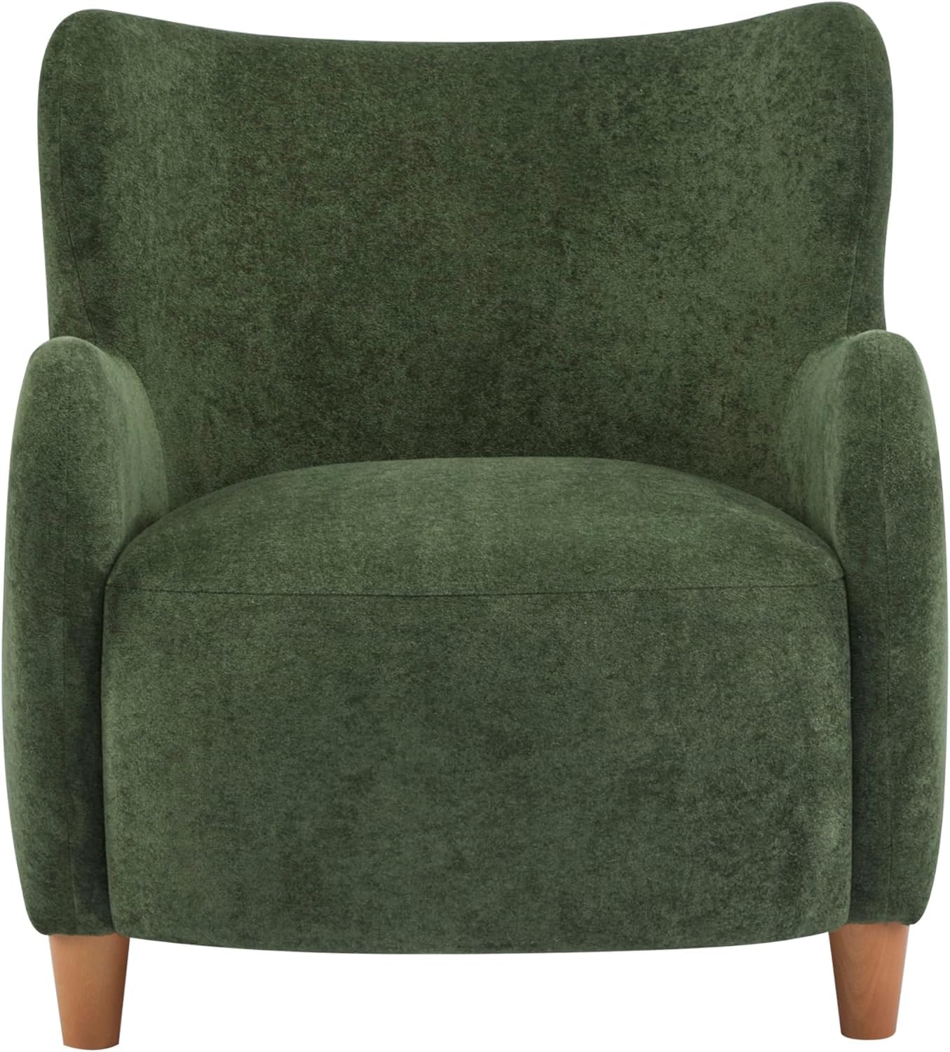 High Back Wingback Velvet Single Seater Armchair Curved Arm Relaxing Accent Chair for Living Room, Bedroom, Hallway (Camel)