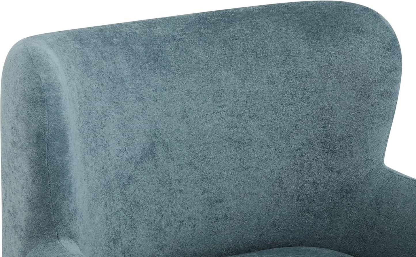 High Back Wingback Velvet Single Seater Armchair Curved Arm Relaxing Accent Chair for Living Room, Bedroom, Hallway (Camel)