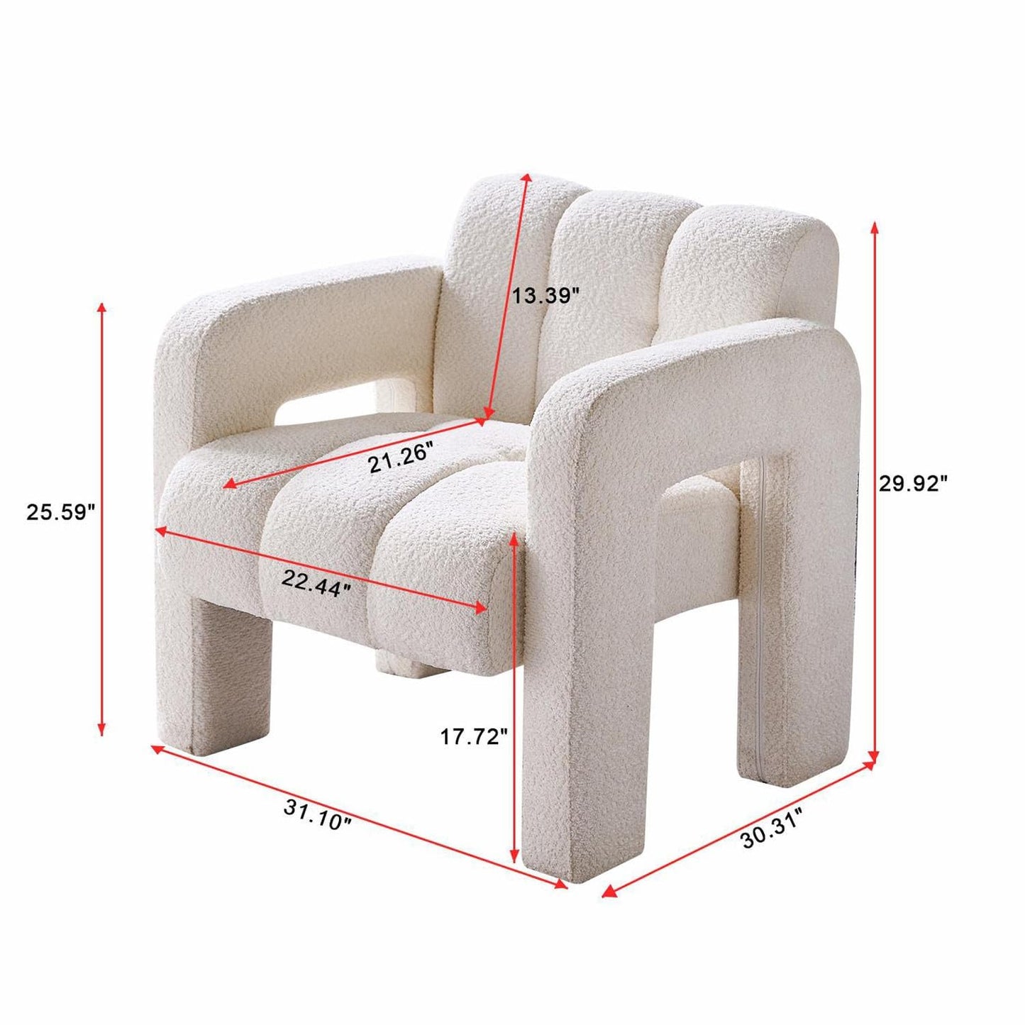 Modern Teddy Accent Chair for Livingroom | Upholstered Boucle Fabric Side Chair Comfy Wide Designer Chair for Bedroom & Home Decor.