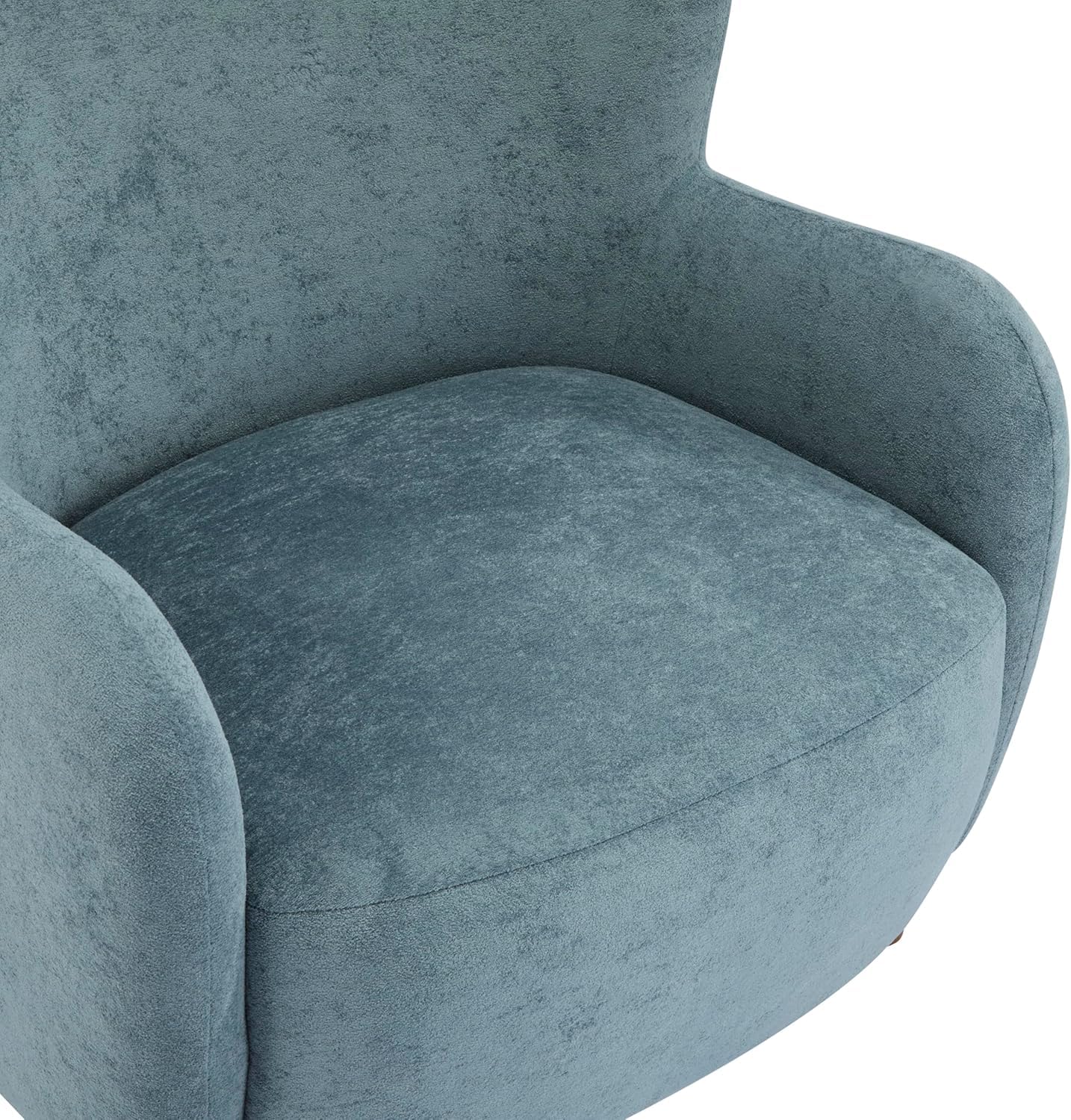 High Back Wingback Velvet Single Seater Armchair Curved Arm Relaxing Accent Chair for Living Room, Bedroom, Hallway (Camel)