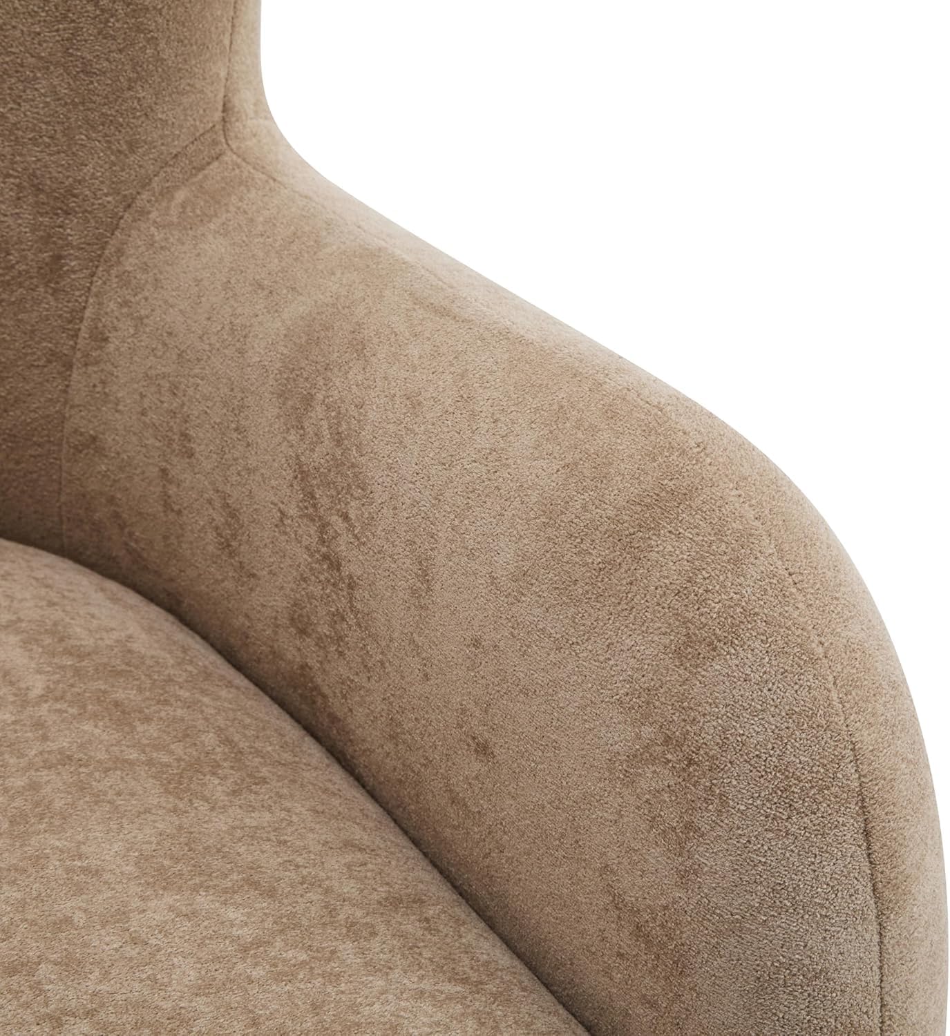 High Back Wingback Velvet Single Seater Armchair Curved Arm Relaxing Accent Chair for Living Room, Bedroom, Hallway (Camel)