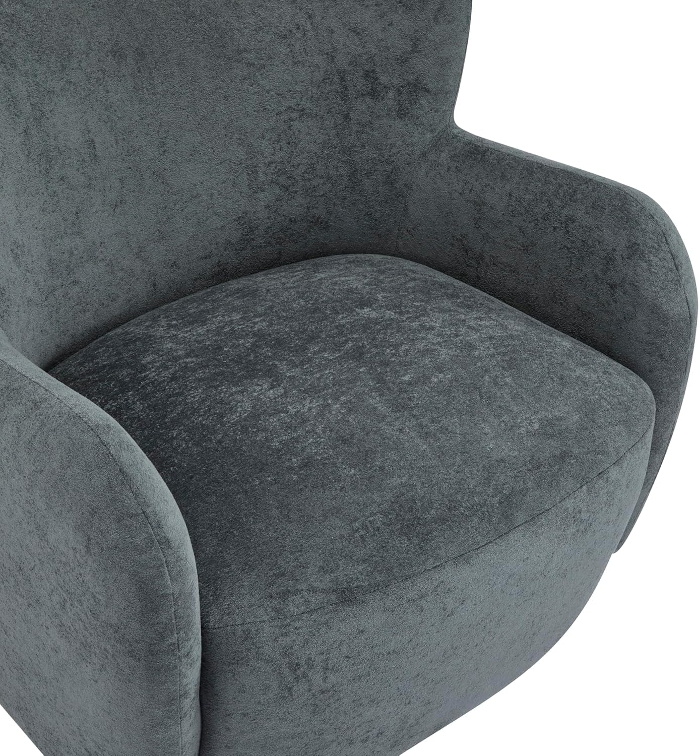 High Back Wingback Velvet Single Seater Armchair Curved Arm Relaxing Accent Chair for Living Room, Bedroom, Hallway (Camel)