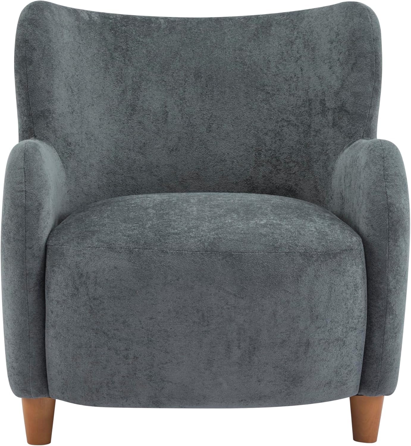High Back Wingback Velvet Single Seater Armchair Curved Arm Relaxing Accent Chair for Living Room, Bedroom, Hallway (Camel)