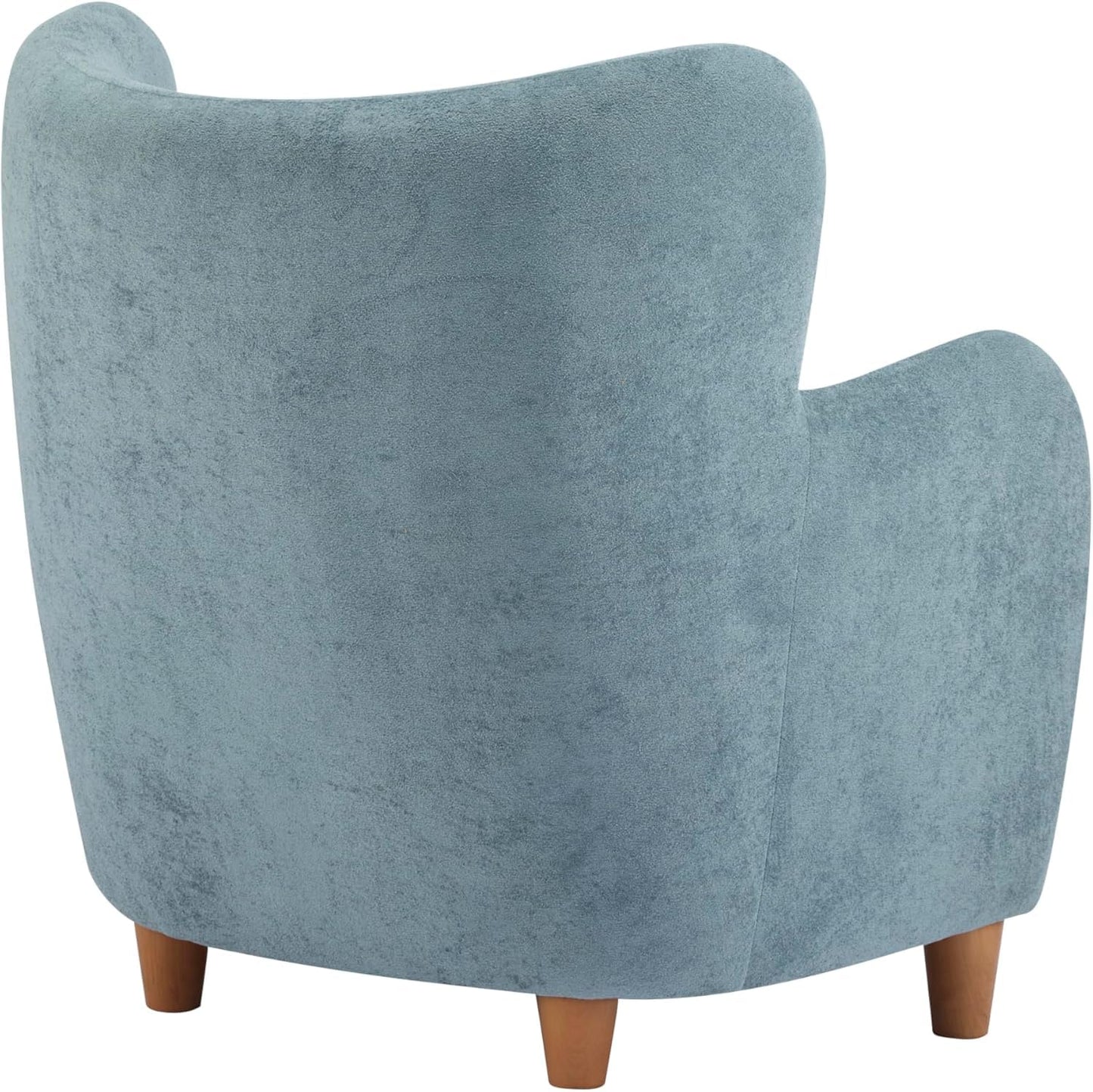 High Back Wingback Velvet Single Seater Armchair Curved Arm Relaxing Accent Chair for Living Room, Bedroom, Hallway (Camel)