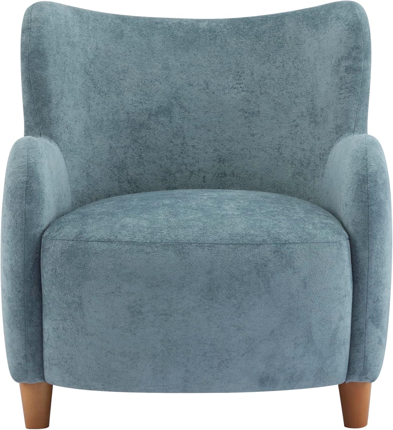 High Back Wingback Velvet Single Seater Armchair Curved Arm Relaxing Accent Chair for Living Room, Bedroom, Hallway (Camel)