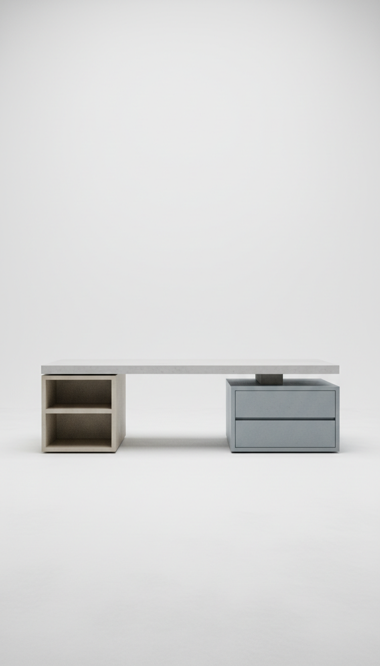 Writing Desk in Soft Concrete Finish