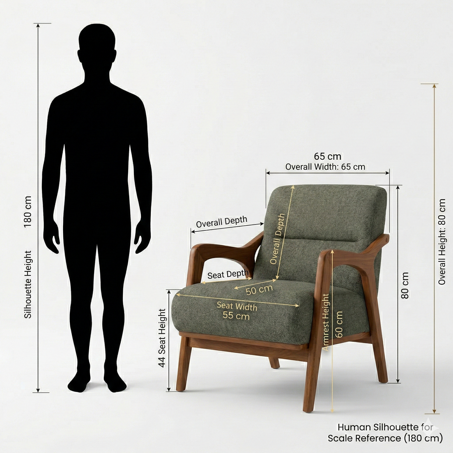 Cablec Crafts™ Solid Wood Accent Lounge Chair with Premium Fabric Upholstery – Modern Armchair for Living Room & Office