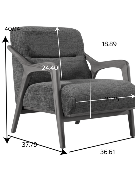 Cablec Crafts™ Solid Wood Accent Lounge Chair with Premium Fabric Upholstery – Modern Armchair for Living Room & Office