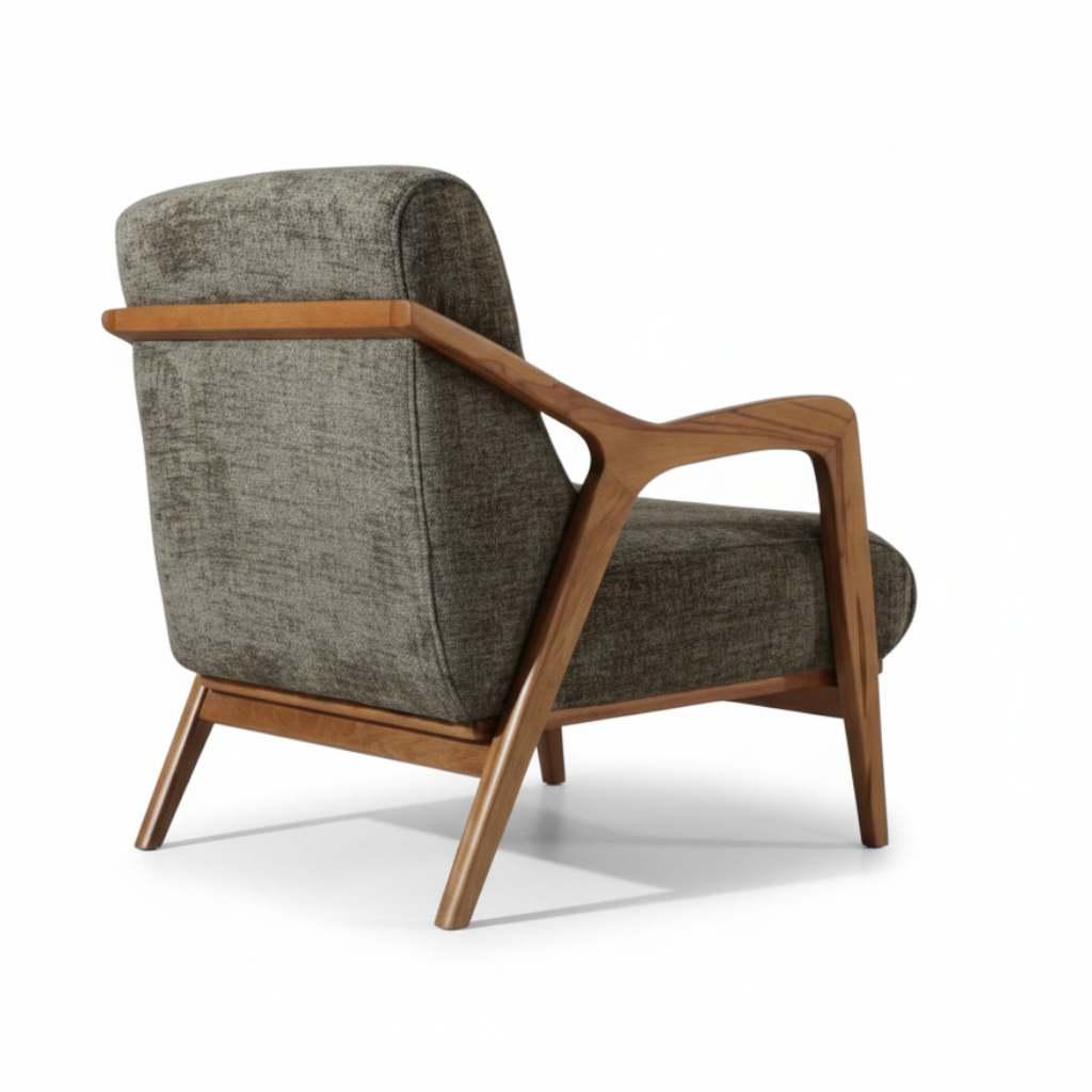 Cablec Crafts™ Solid Wood Accent Lounge Chair with Premium Fabric Upholstery – Modern Armchair for Living Room & Office