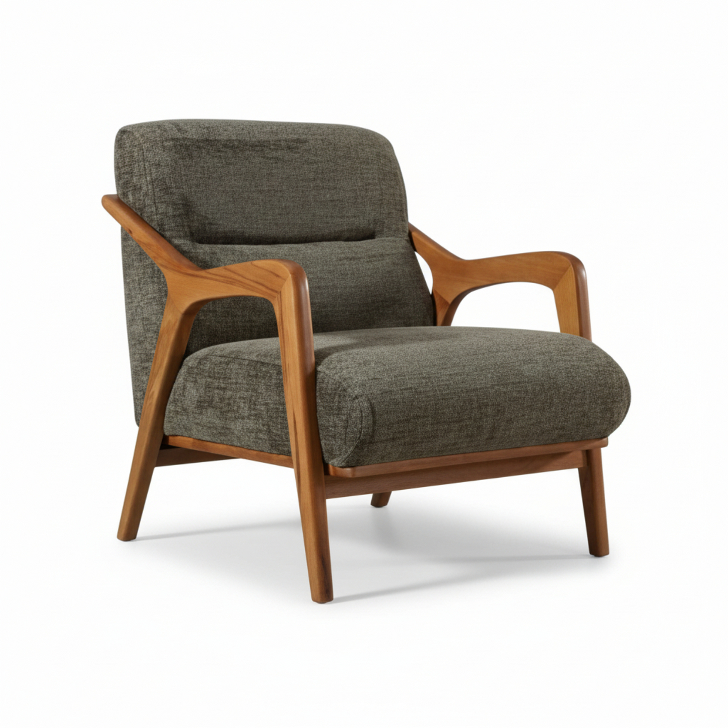 Cablec Crafts™ Solid Wood Accent Lounge Chair with Premium Fabric Upholstery – Modern Armchair for Living Room & Office