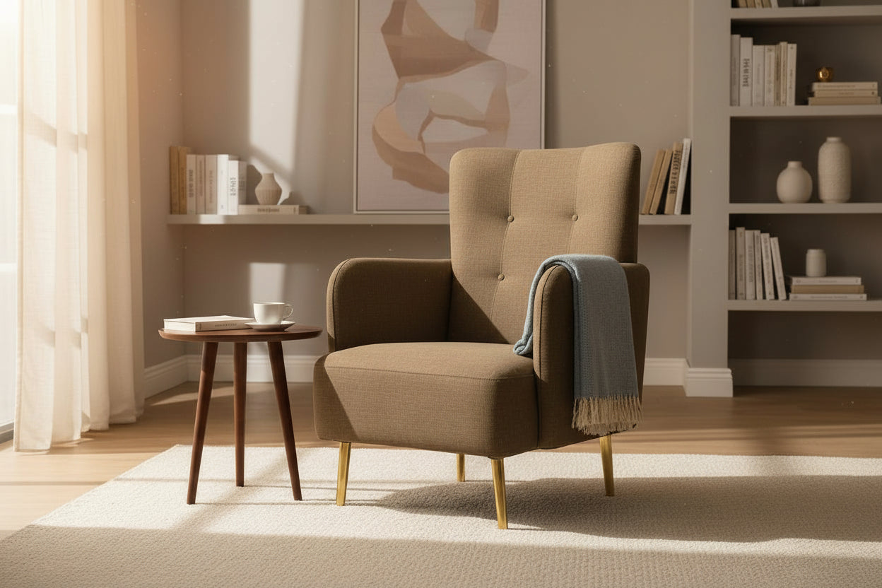 Cablec Crafts™ Eos High-Back Button-Tufted Accent Armchair