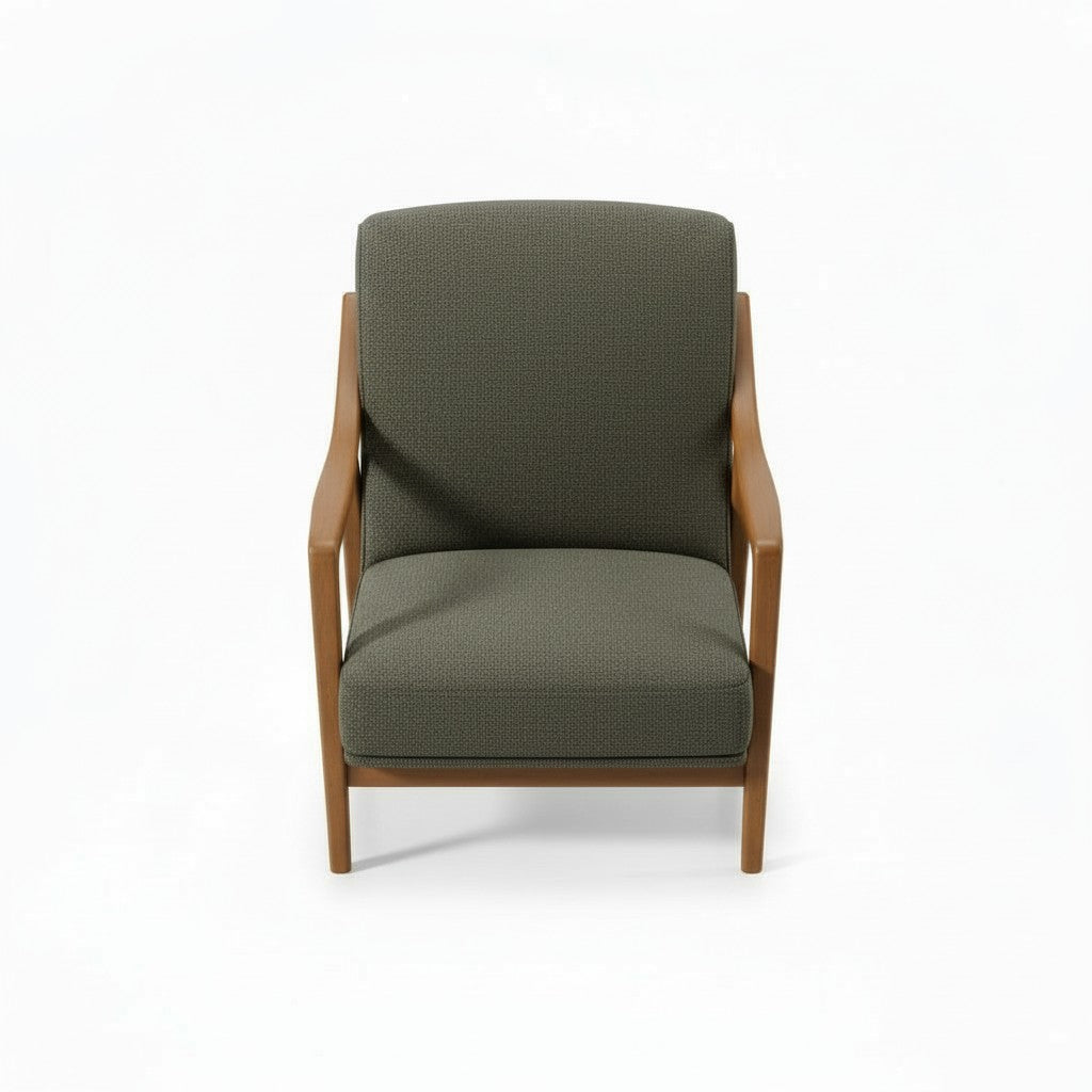 Cablec Crafts™ Solid Wood Accent Lounge Chair with Premium Fabric Upholstery – Modern Armchair for Living Room & Office