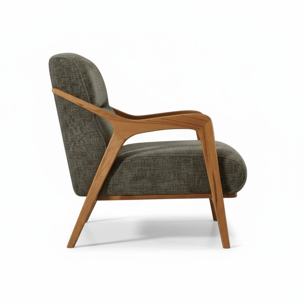 Cablec Crafts™ Solid Wood Accent Lounge Chair with Premium Fabric Upholstery – Modern Armchair for Living Room & Office