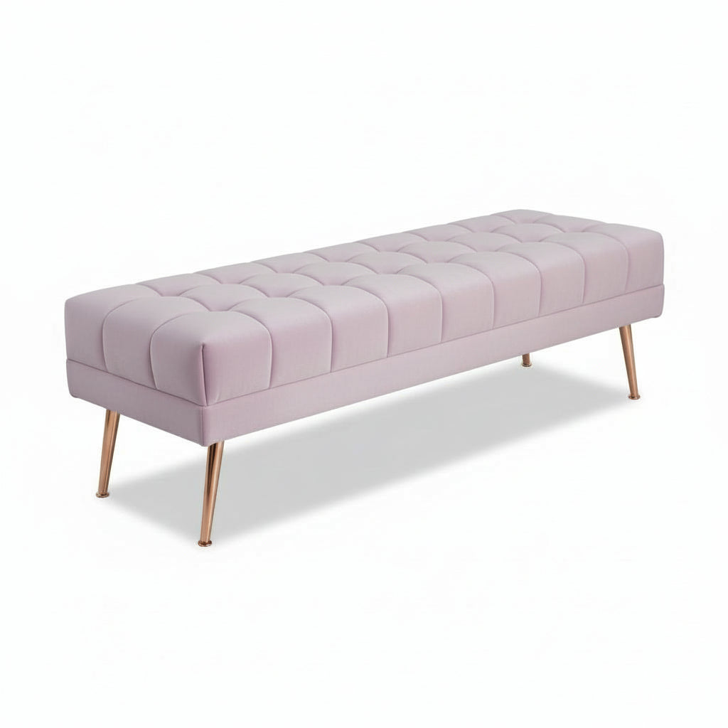 Cablec Crafts™ Tufted Velvet Bench for Living Room & Bedroom | Upholstered Accent Seating with Metal Legs | Chocolate Brown Bench (45×140×45 cm)